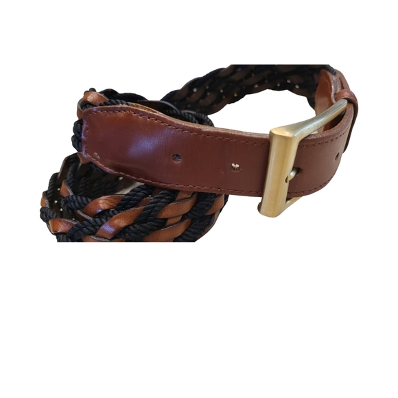 Black & Brown Bullock & Jones Braided Leather Belt Made In Italy Size 38 - Picture 4 of 14